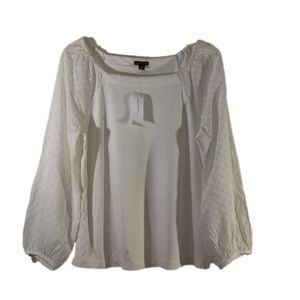 Ann Taylor Women's Eyelet Sleeves Top NWT Size Large
